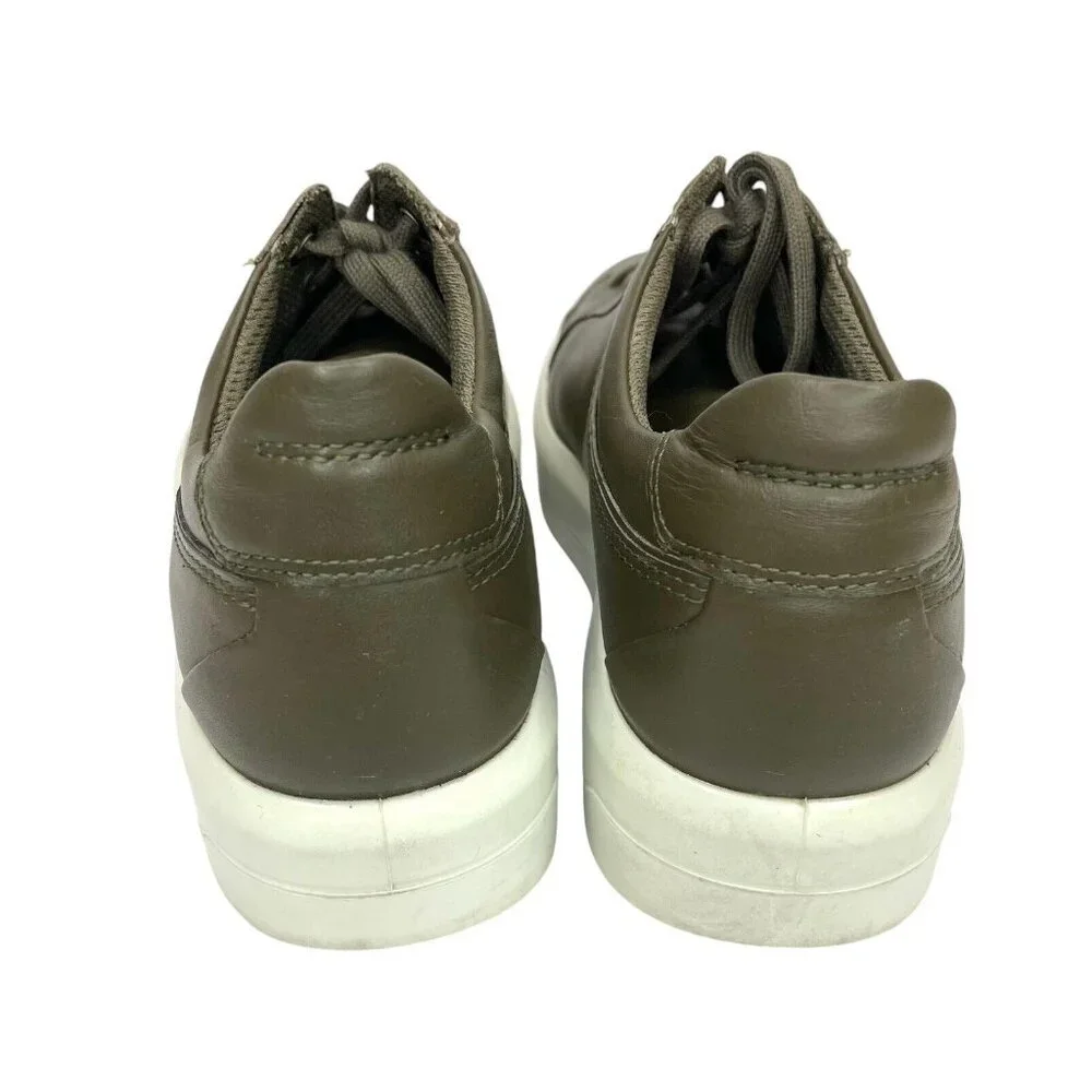 ECCO Soft 9 II Sneakers Leather Tarmac Olive Green SZ 39 EU 8-8.5 US